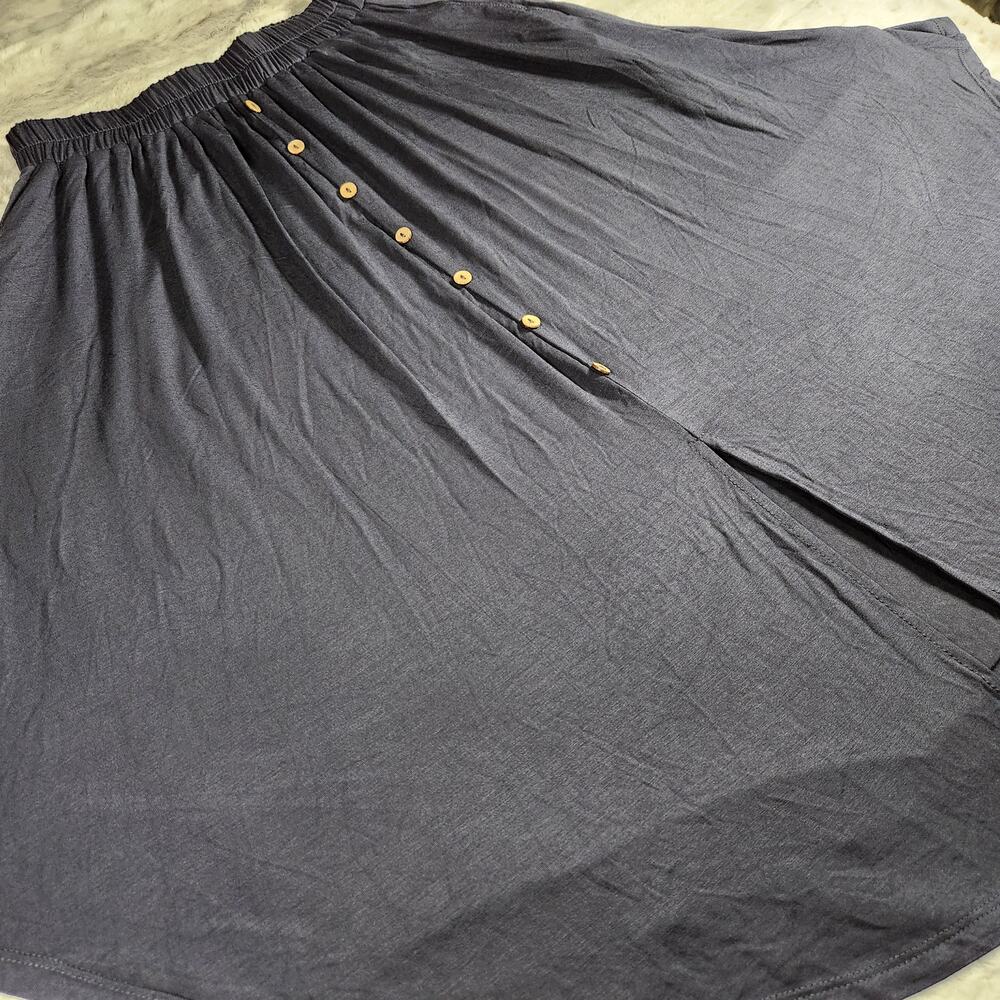 Sozy Gwendolyn Graphite Gray Chic Soft Modal Midi Skirt with Pockets Size S - Picture 4 of 8